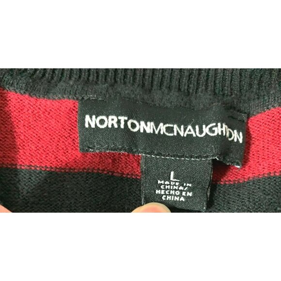 Norton McNaughton Womens Sweater Size Large Red Striped V-Neck Pullover - Picture 3 of 9